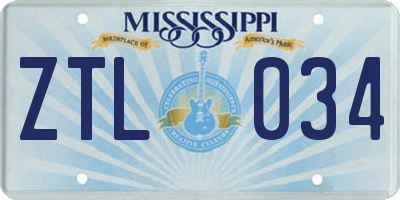 MS license plate ZTL034