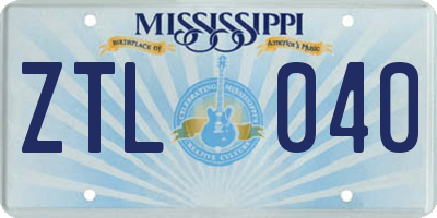 MS license plate ZTL040