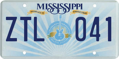 MS license plate ZTL041