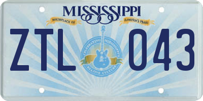 MS license plate ZTL043