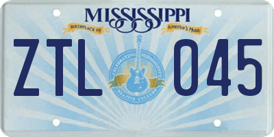 MS license plate ZTL045