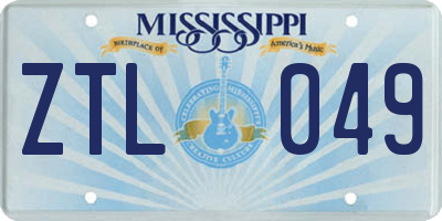 MS license plate ZTL049