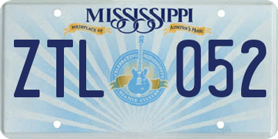 MS license plate ZTL052