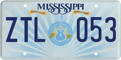MS license plate ZTL053