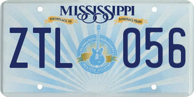 MS license plate ZTL056