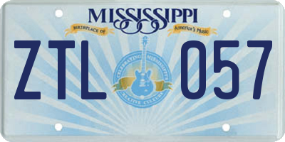 MS license plate ZTL057
