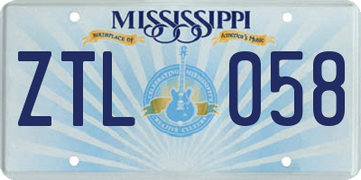MS license plate ZTL058