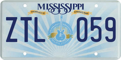 MS license plate ZTL059