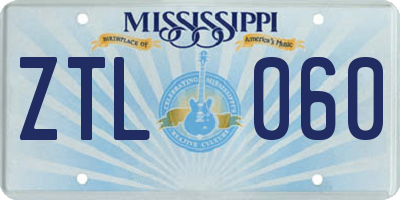 MS license plate ZTL060