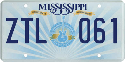 MS license plate ZTL061