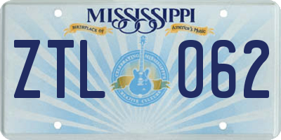 MS license plate ZTL062