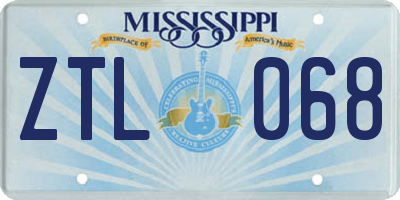 MS license plate ZTL068