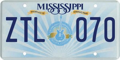 MS license plate ZTL070