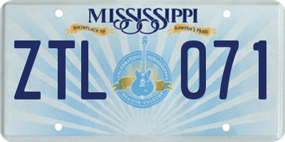 MS license plate ZTL071