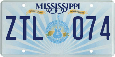 MS license plate ZTL074