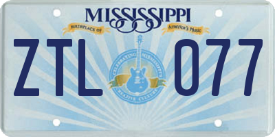 MS license plate ZTL077