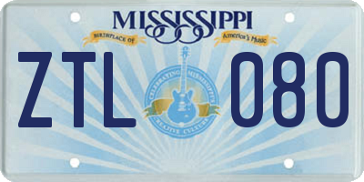 MS license plate ZTL080