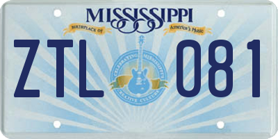 MS license plate ZTL081