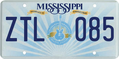 MS license plate ZTL085