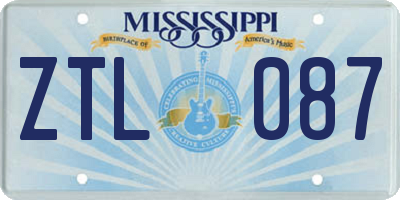 MS license plate ZTL087
