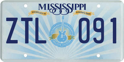 MS license plate ZTL091