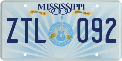 MS license plate ZTL092