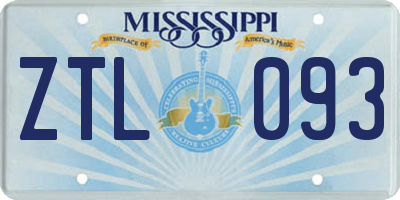 MS license plate ZTL093