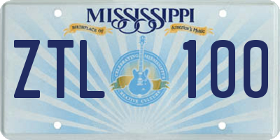 MS license plate ZTL100