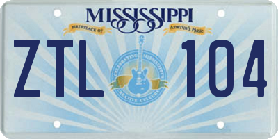 MS license plate ZTL104