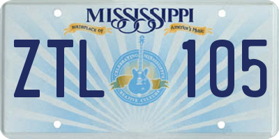 MS license plate ZTL105