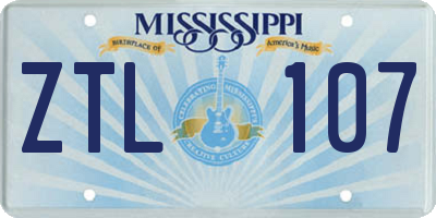 MS license plate ZTL107