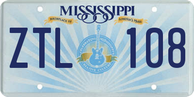 MS license plate ZTL108