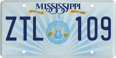 MS license plate ZTL109
