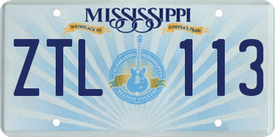 MS license plate ZTL113