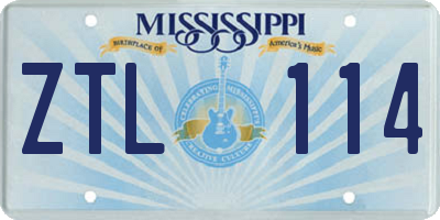 MS license plate ZTL114