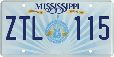 MS license plate ZTL115