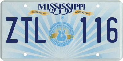 MS license plate ZTL116
