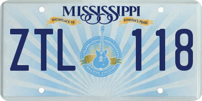 MS license plate ZTL118