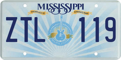 MS license plate ZTL119