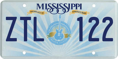 MS license plate ZTL122