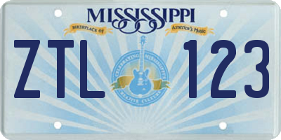 MS license plate ZTL123