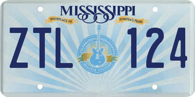 MS license plate ZTL124