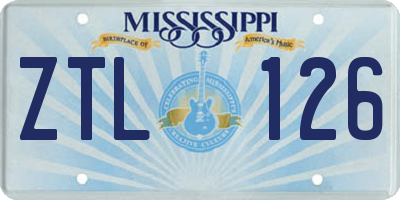 MS license plate ZTL126