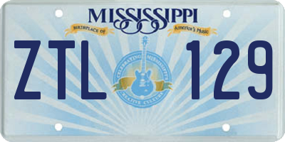 MS license plate ZTL129