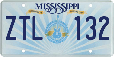 MS license plate ZTL132