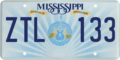 MS license plate ZTL133