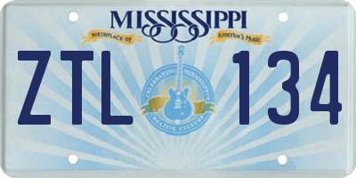 MS license plate ZTL134