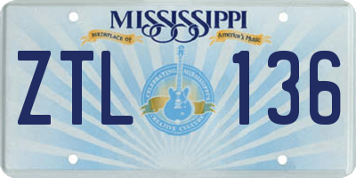 MS license plate ZTL136