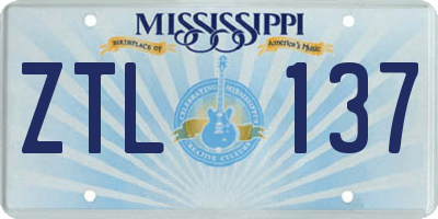 MS license plate ZTL137