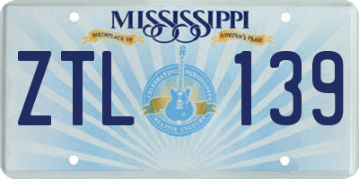 MS license plate ZTL139